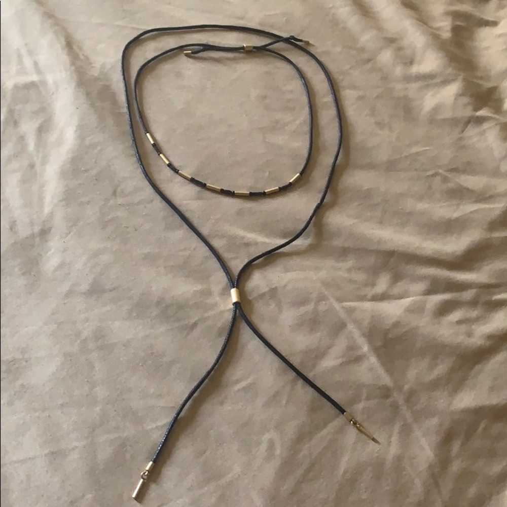 Madewell layerings necklace on leather cord.